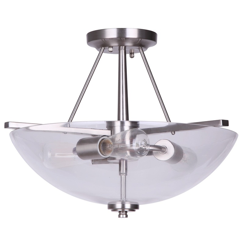 Canarm ISF256A03BN-RG Isf256A03Bn-Rg Three Light Semi-Flush Mount Brushed Nickel