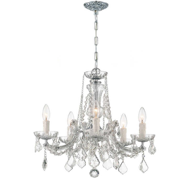 Crystorama 4476-CH-CL-S Maria Theresa Five Light Mini Chandelier Polished Chrome