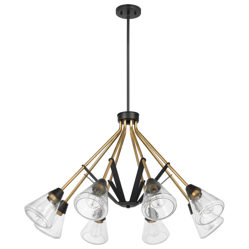 Eight Light Chandelier from the Starlight Collection in Matte Black/Natural Brass Finish by Nuvo Lighting