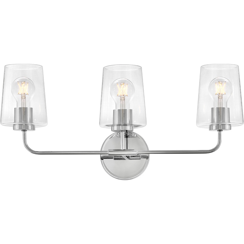 Kline Medium Three Light Vanity Chrome with Clear