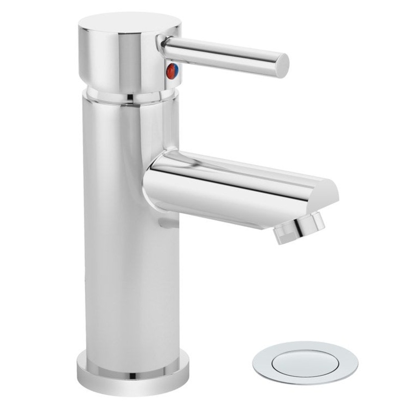 Lavatory Faucet Dia Round 1 Lever ADA Polished Chrome 0.5 Gallons per Minute Metal Push Pop 1 Hole
