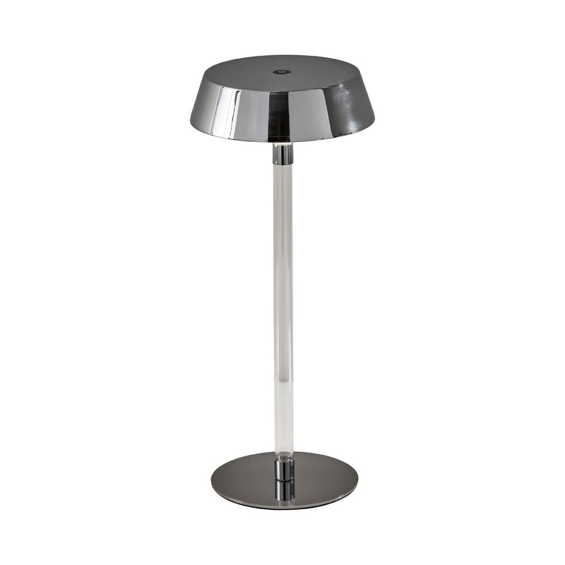 Orla LED Cordless Table Lamp Shiny Chrome & Clear Acrylic