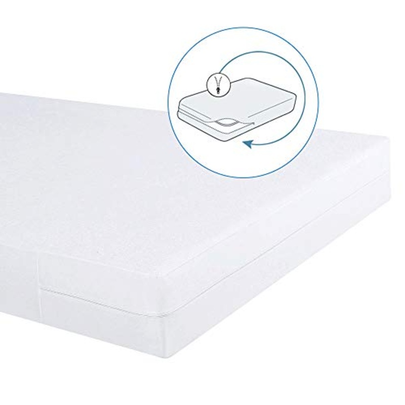 Bedecor Cotone Fodera coprimaterasso Impermeabile con Cerniera,Anti-allergia, Anti-acaro, Antibatterico (160×200+20cm)