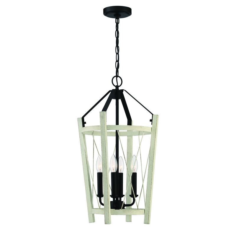 Craftmade 51934-CWESP Suffolk Four Light Foyer Pendant Cottage White/Espresso (Discontinued)