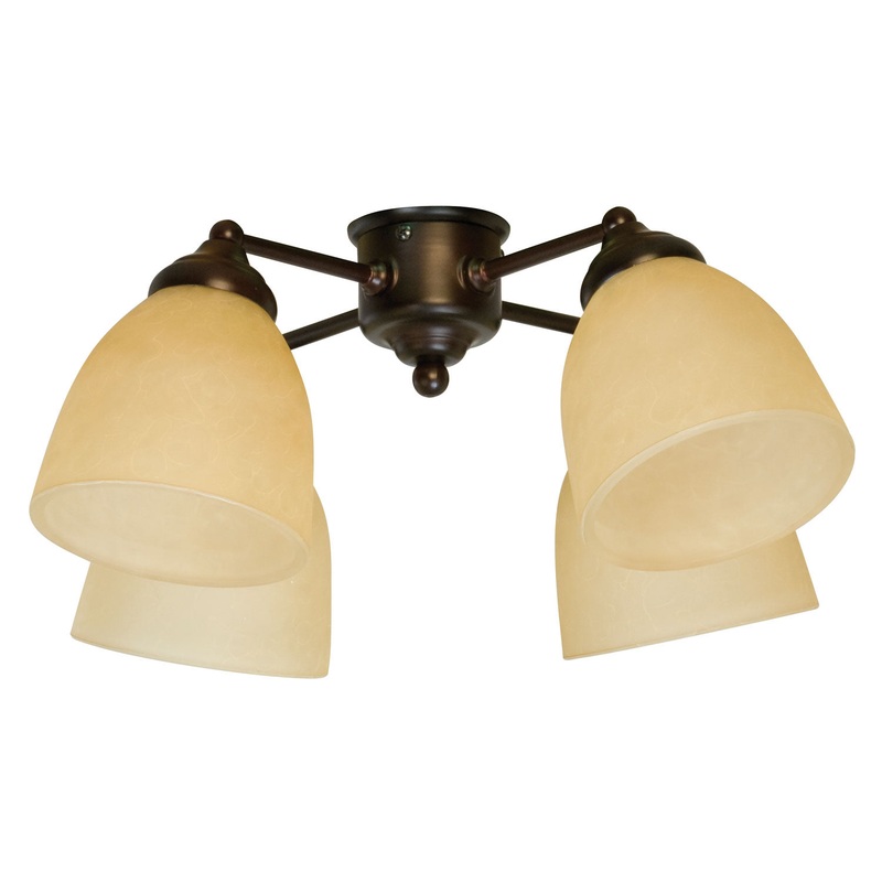 Craftmade LK400-OB-LED 4 Light Fitter and Glass LED Fan Light Kit Oiled Bronze (Discontinued)