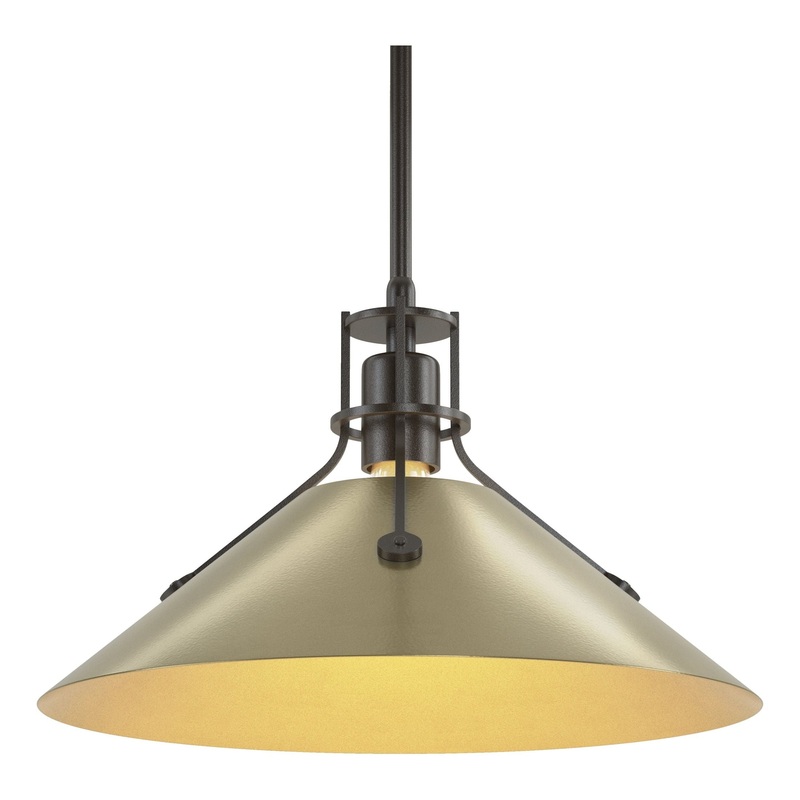 Henry Medium Steel Shade Pendant Oil Rubbed Bronze Modern Brass