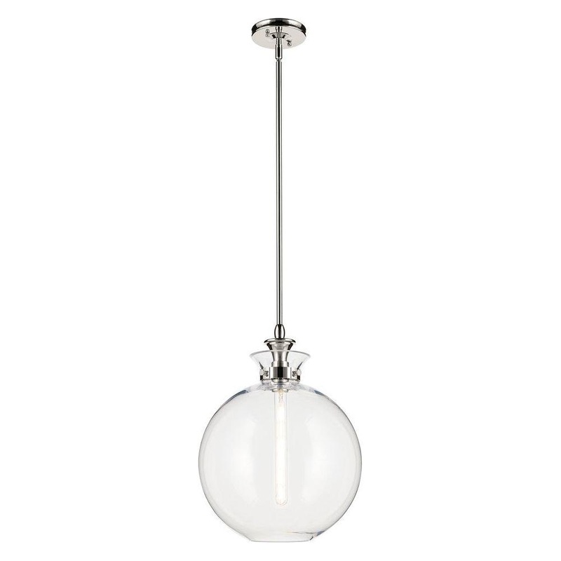 Laria 15″ 1-Light Pendant Polished Nickel Clear Glass