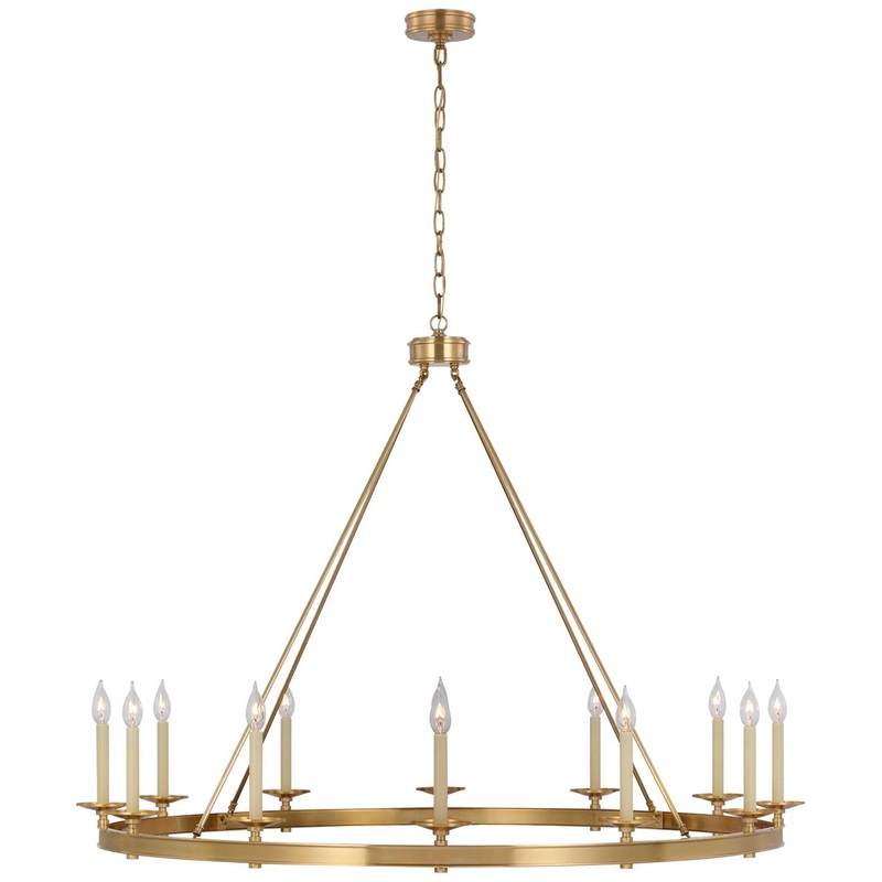 LED Chandelier from the Launceton Collection in Antique-Burnished Brass Finish by Visual Comfort Signature