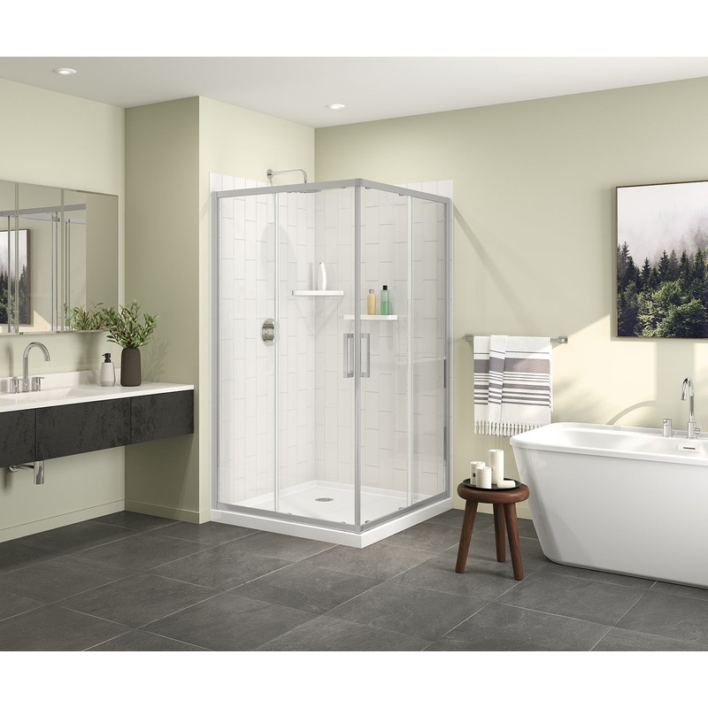 MAAX 137451-900-084-000 Radia Square 42 x 42 x 71  in. 6 mm Sliding Shower Door for Corner Installation with Clear glass in Chrome