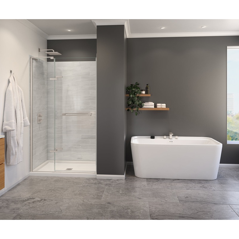 MAAX 139586-810-305-000 Capella 78 44-47 x 78 in. 8 mm Pivot Shower Door for Alcove Installation with GlassShield glass in Brushed Nickel