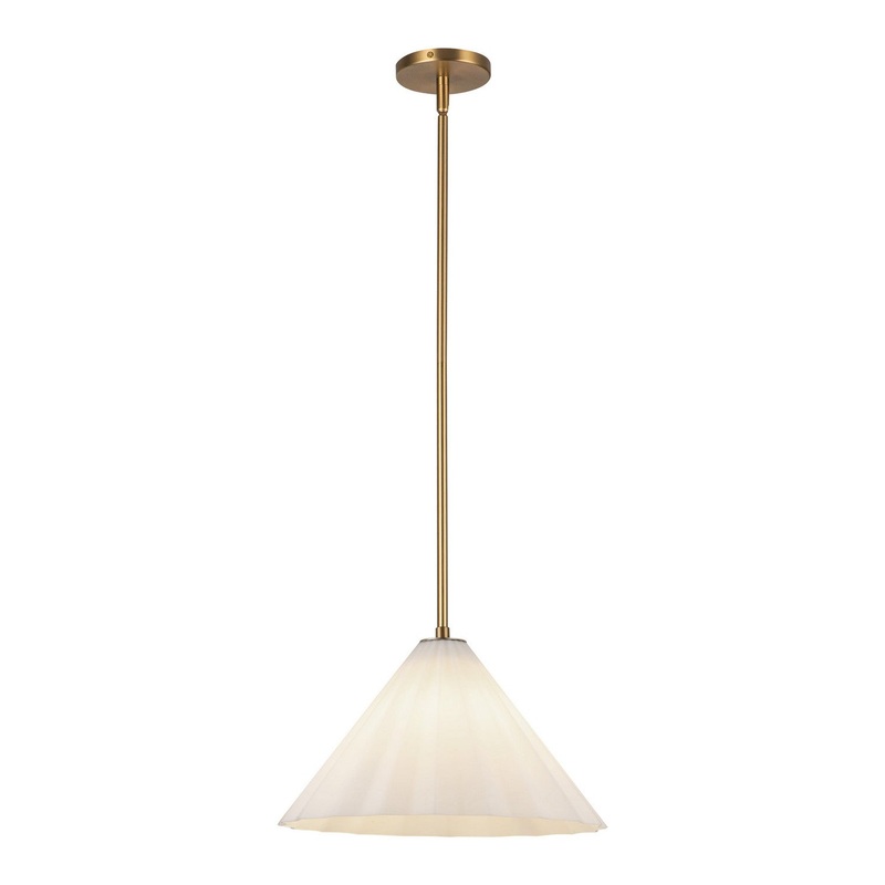 One Light Pendant from the Serena Collection in Aged Brass/Opal Glass Finish by Alora