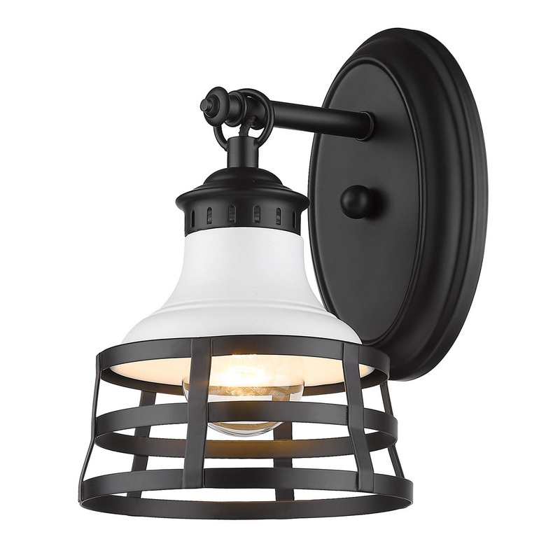 One Light Wall Sconce from the Locklyn Collection in Matte Black Finish by Golden