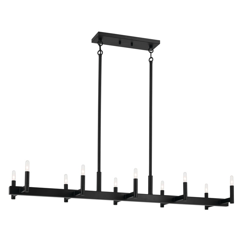 Ten Light Linear Chandelier from the Erzo Collection in Black Finish by Kichler
