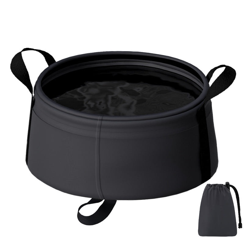 2 Pcs Black Ultra-Lightweight Collapsible Travel Basin – Waterproof Folding Bucket for Camping, Hiking & Outdoors (8.5L)