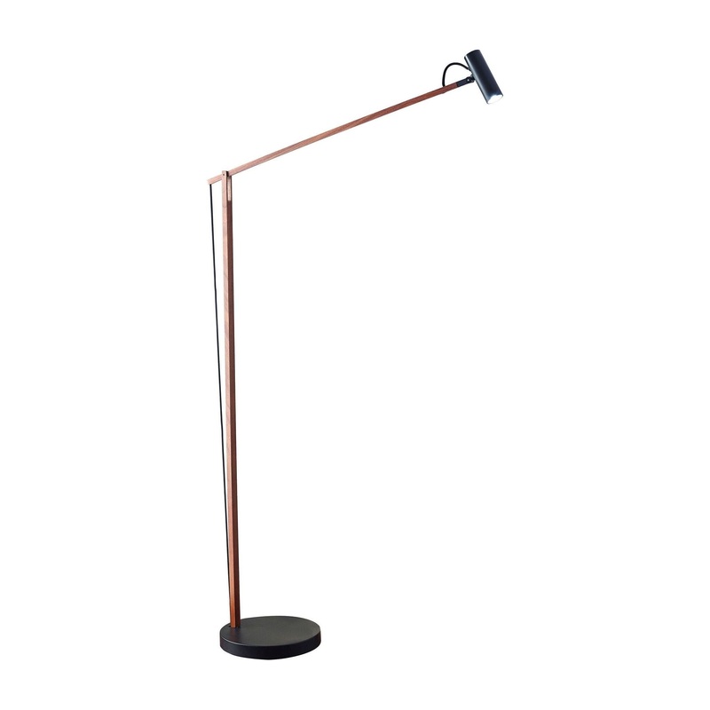ADS360 Crane LED Floor Lamp Walnut Wood/ Black