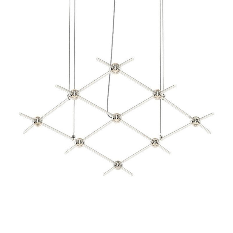 Constellation Aquarius Minor Satin Nickel with Clear Faceted Acrylic 2700K 10′ Adjustable Cord/Cable