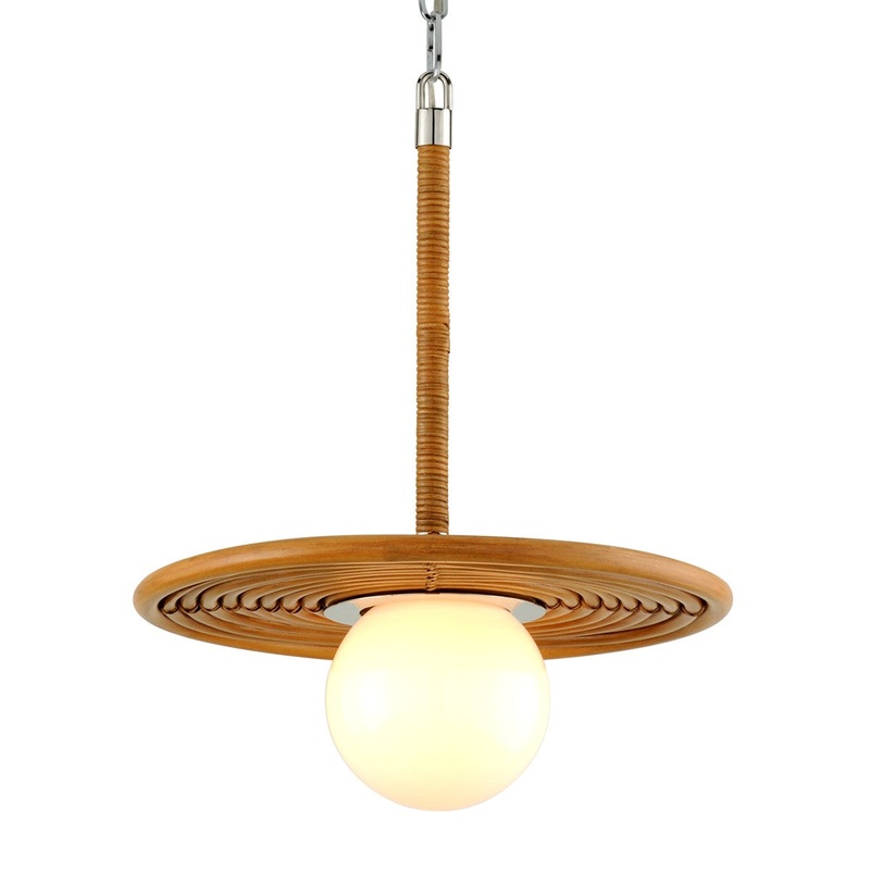 Corbett Lighting 291-41 Hula Hoop One Light Pendant Natural Rattan Stainless Steel (Discontinued)