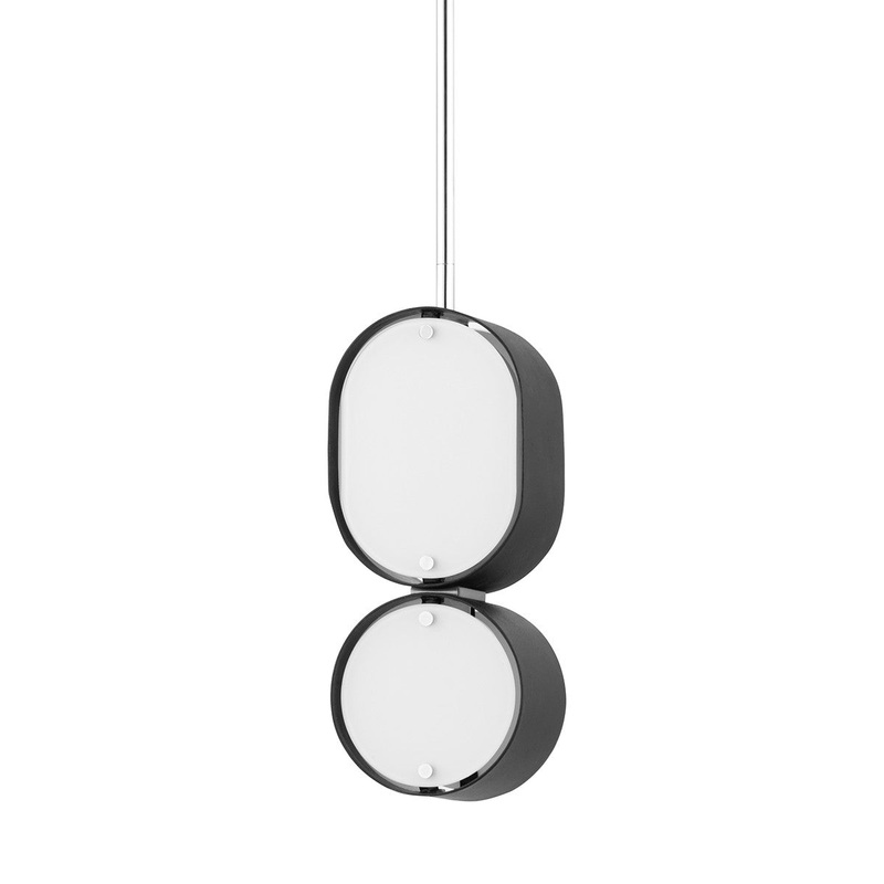 Corbett Lighting 393-02-SBK/SS Opal Two Light Pendant Soft Black With Stainless Steel (Discontinued)