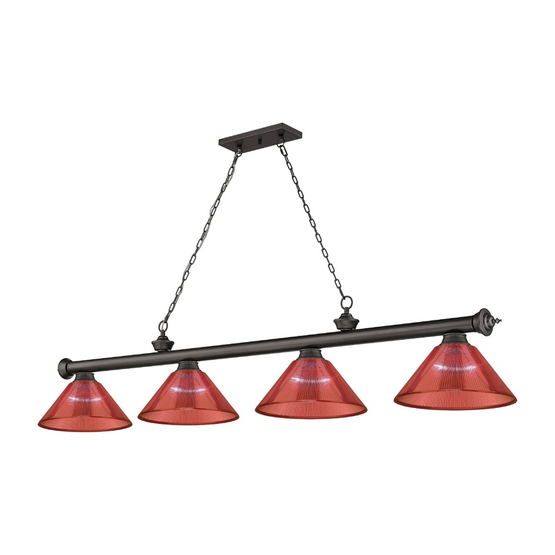 Cordon 4-Light Billiard Bronze Cone Red Plastic