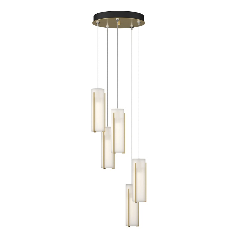 Exos Glass 5-Light Pendant Modern Brass Opal Glass (GG)