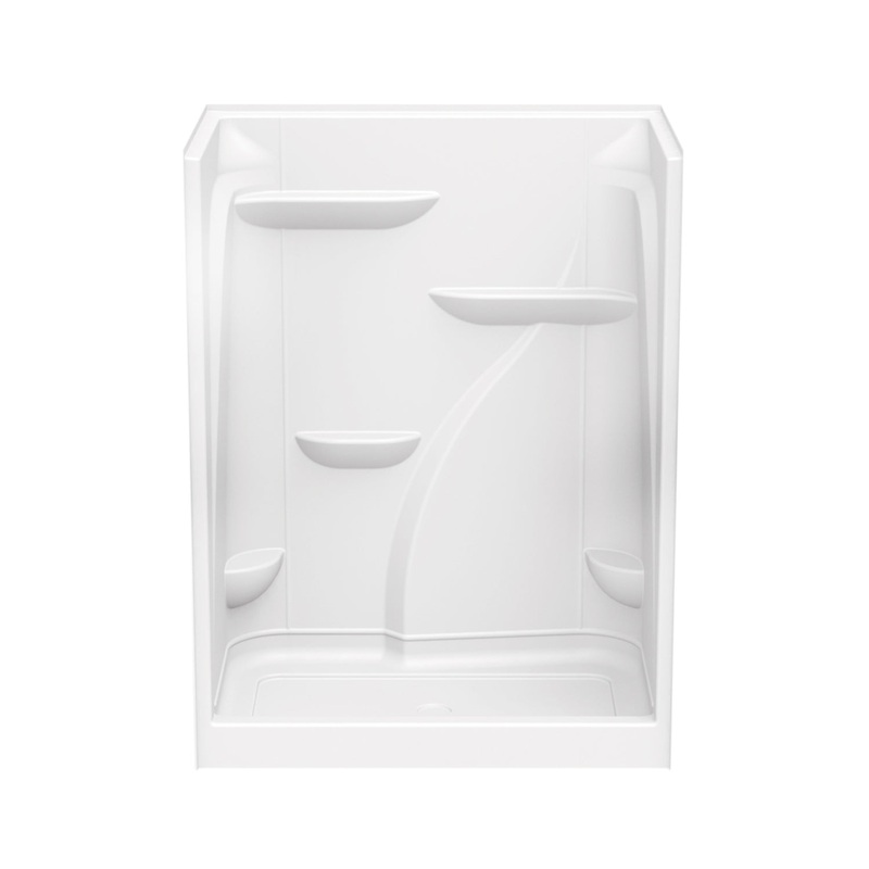 MAAX 103676-000-001-011 E160 60 x 37 Acrylic Alcove Center Drain One-Piece Shower in White