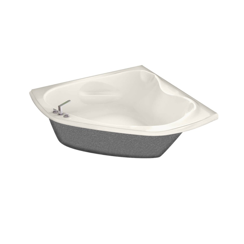 MAAX 105680-091-007 Murmur 5555 Acrylic Corner Center Drain 10 Microjets Bathtub in Biscuit
