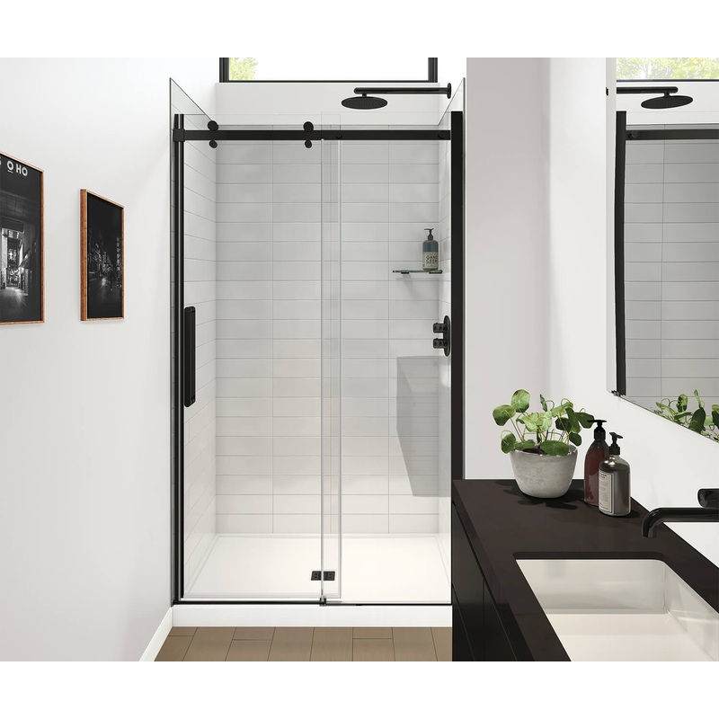 MAAX 138540-810-340-000 Halo Pro GS 44 -47 X 78  in. 8mm Sliding Shower Door for Alcove Installation with GlassShield glass in Matte Black