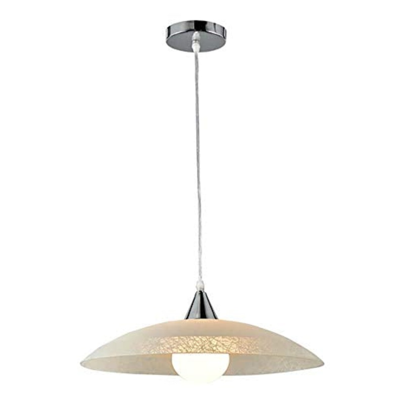 ONLI 4097/SM-Lampada a Sospensione, Vetro Bianco Satinato e Montatura in Metallo Cromato, Cavo Trasparente