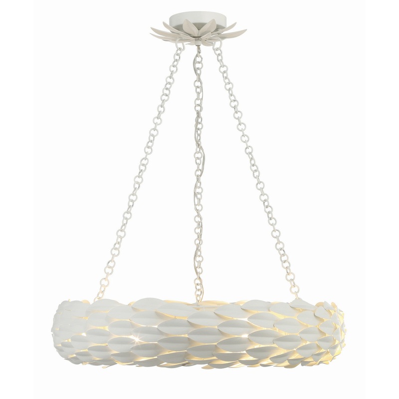 Six Light Pendant from the Broche Collection in Matte White Finish by Crystorama