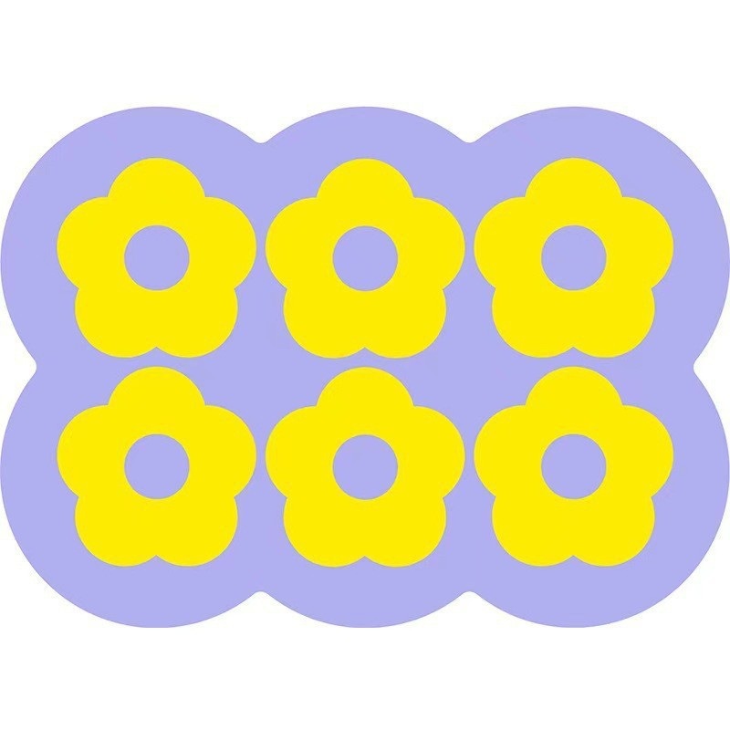 Style 9 Purple And Yellow Flowers Pattern Absorbent Diatomaceous Earth Pet Feeding Mat – Non-Slip & Quick Dry Placemat (50x80cm)