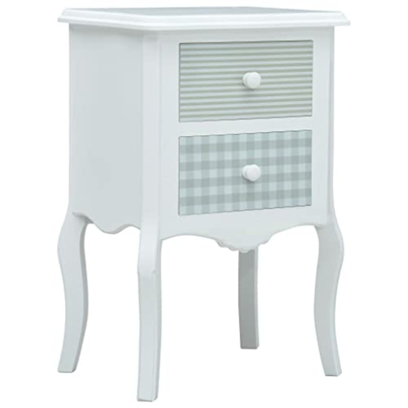 vidaXL Tavolo da comodino, in MDF, 43 x 32 x 65 cm, colore: bianco e grigio