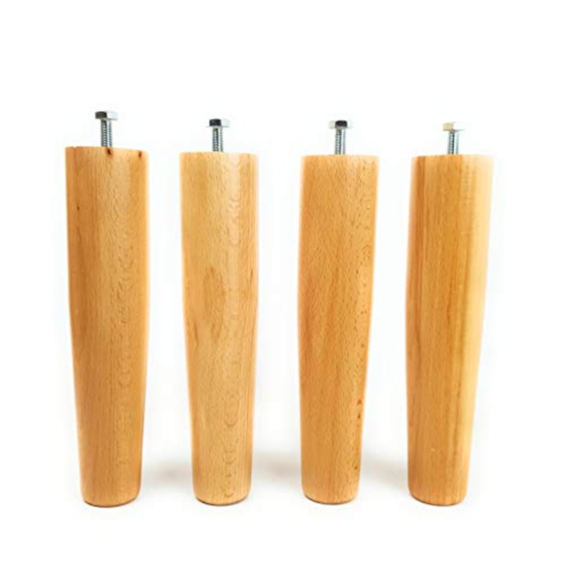 Viglietti Set di 4 Pezzi Piedi Faggio con Bulloni per Reti a Doghe in Legno, H 40 cm