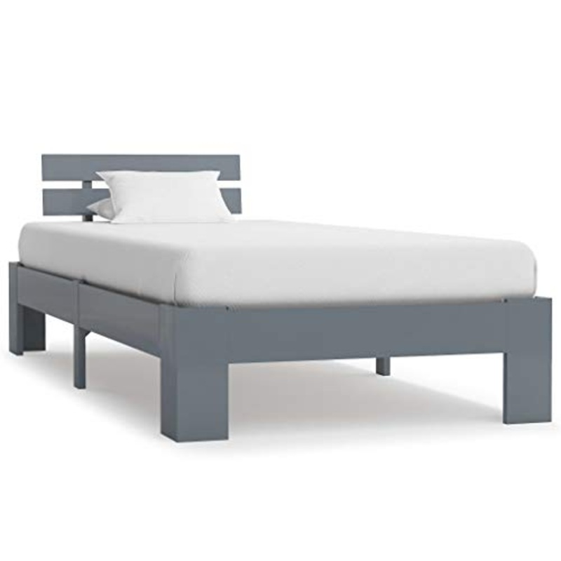 BIGTO – Struttura per letto in legno di pino massiccio, per camera da letto, stile C, colore: grigio, 100 x 200 cm