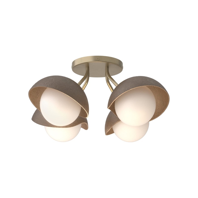 Brooklyn 4-Light Single Shade Semi-Flush Soft Gold Bronze