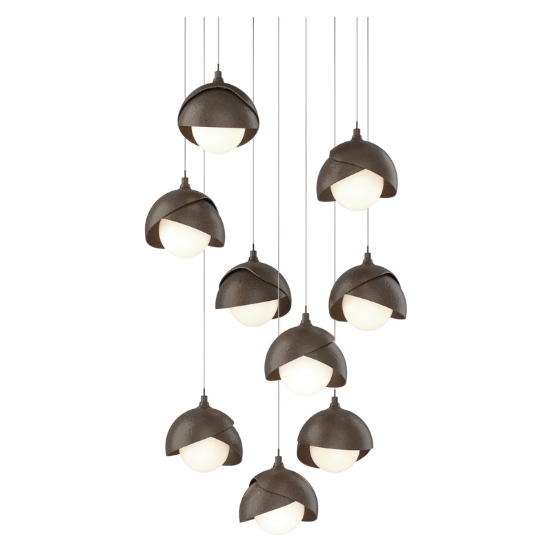 Brooklyn 9-Light Double Shade Pendant Bronze Bronze