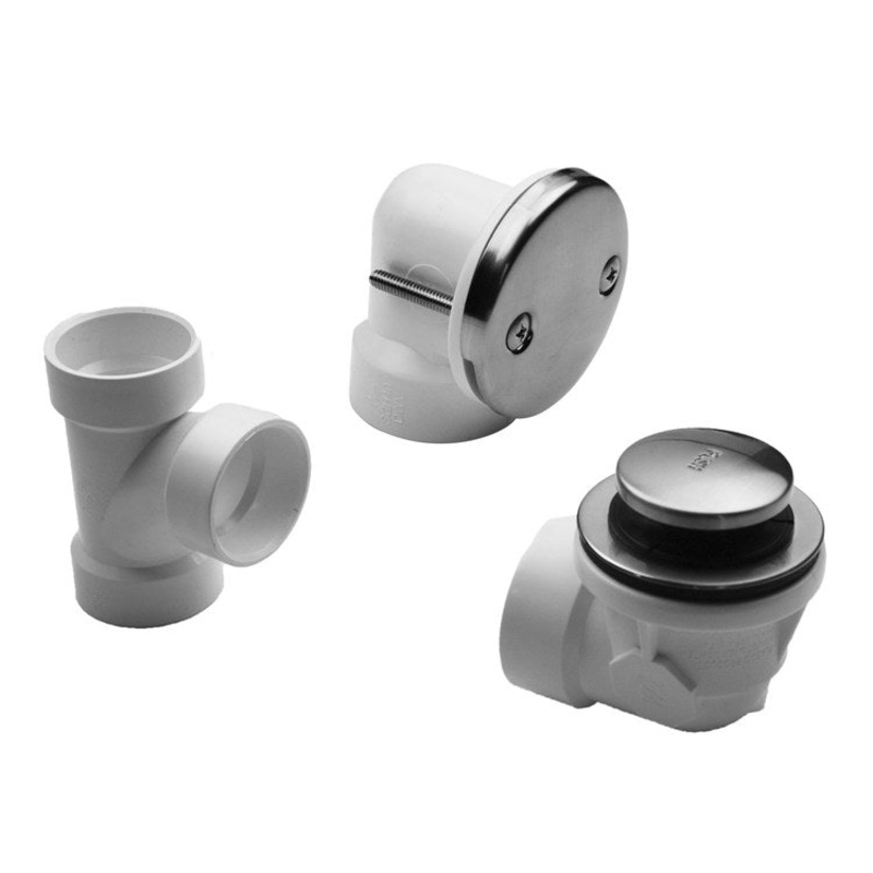 Drain Kit Toe Control with 2 Hole Faceplate Half Kit Oil Rubbed Bronze 1/2 Inch Brass for Tub Includes Overflow Elbow Drain Shoe Tee & Trim Kit