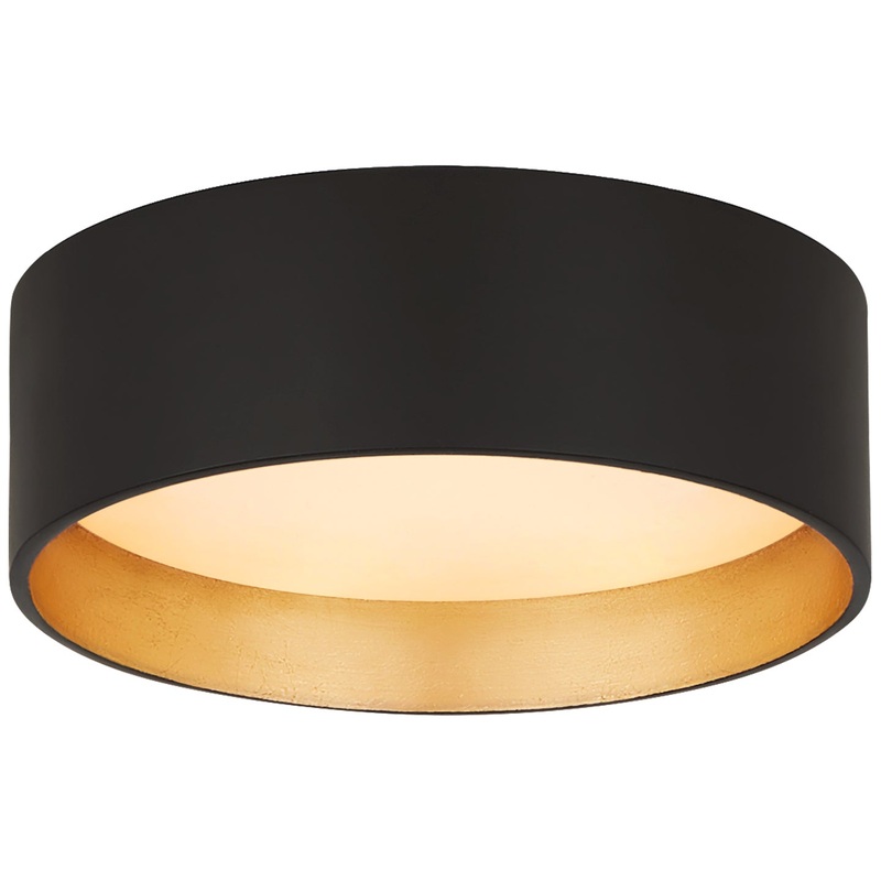 LED Flush Mount from the Shaw Collection in Matte Black Finish by Visual Comfort Signature