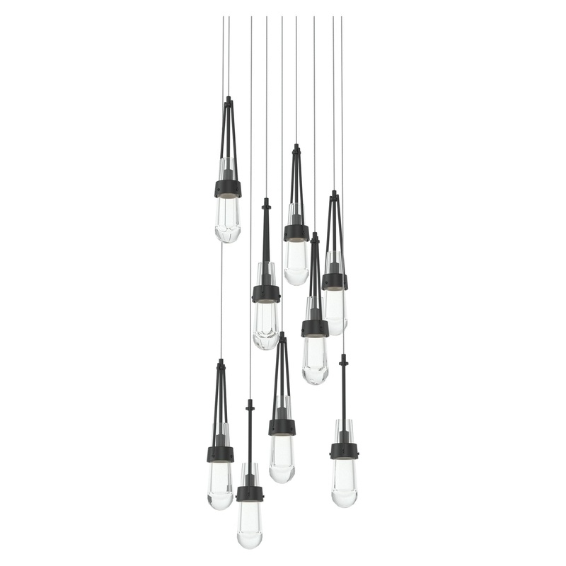 Link 9-Light Clear Glass Pendant Black