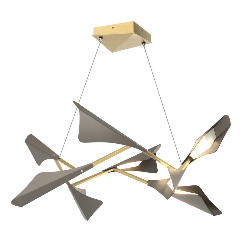 Plume 8-Light LED Pendant Modern Brass Dark Smoke
