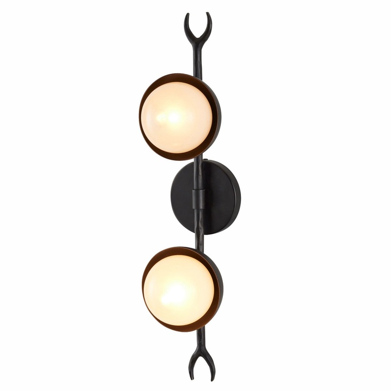 Arteriors DWI18 Churchill Two Light Wall Sconce Blackened Iron/Frosted