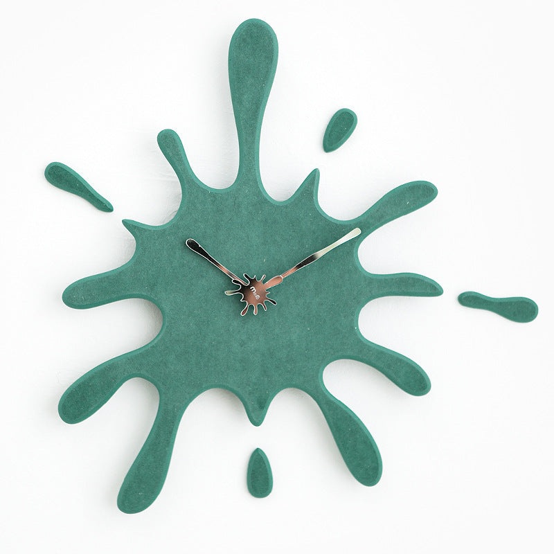 Creative Splatter Design Wall Clock – Silent Movement, Modern Decorative Timepiece(green)
