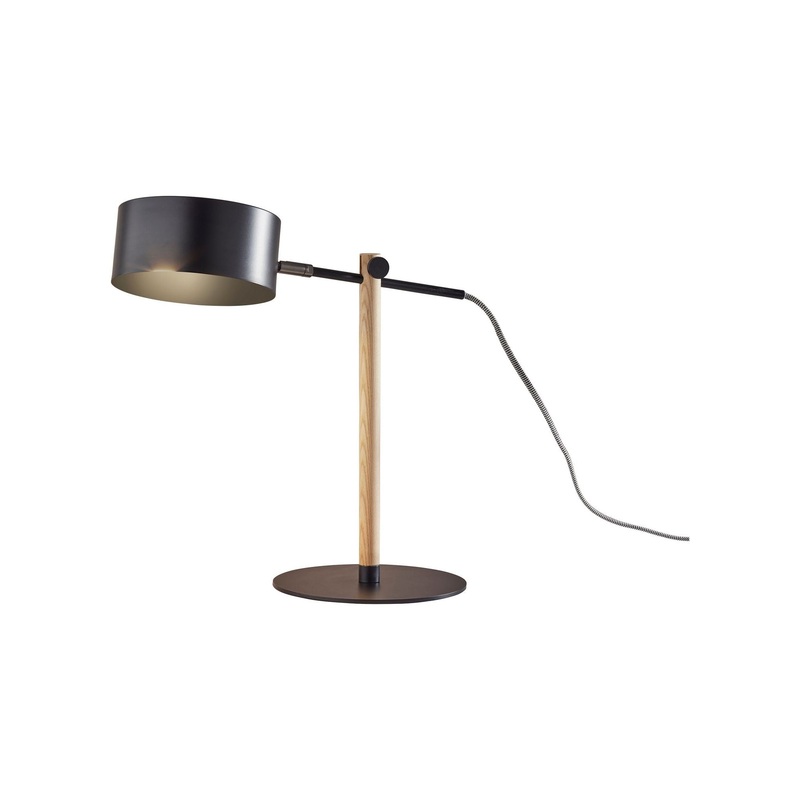 Dylan Desk Lamp Natural Wood with Black Metal