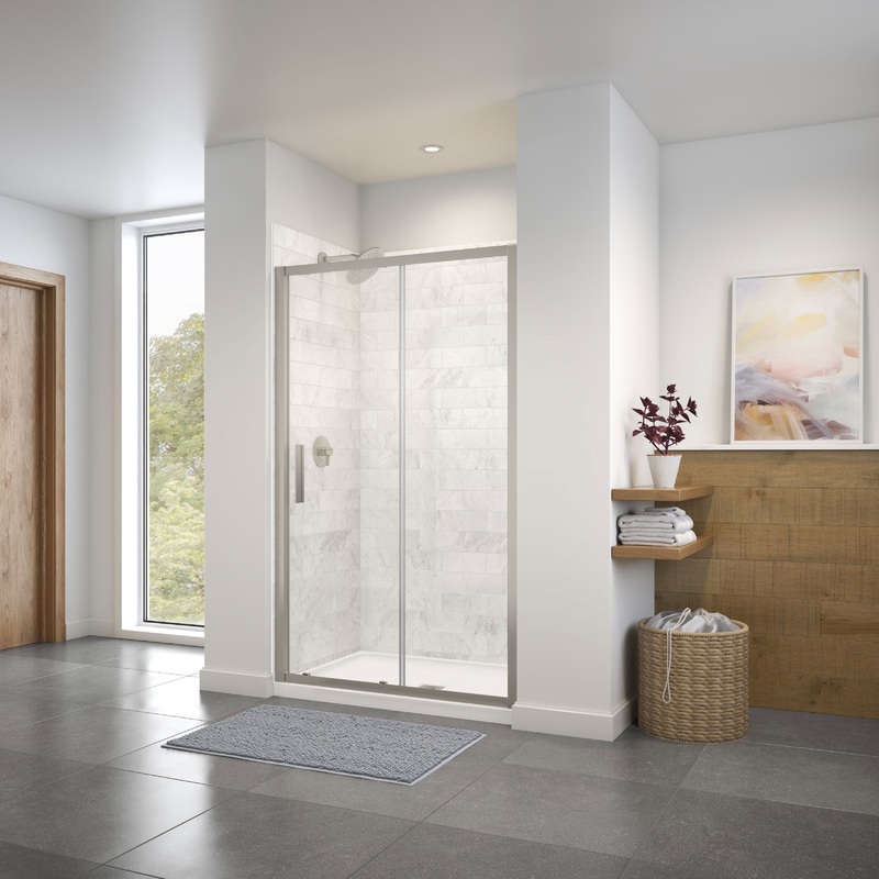 MAAX 135241-900-305-000 Connect 43 -45 x 72 in. 6mm Sliding Shower Door for Alcove Installation with Clear glass in Brushed Nickel