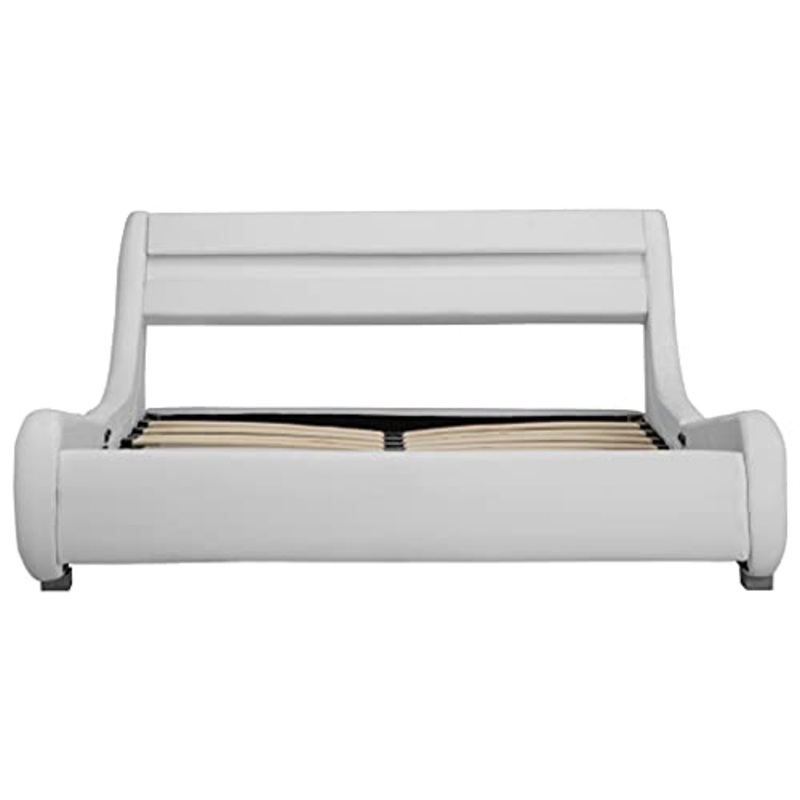 vidaXL Giroletto con LED Elegante Robusto Contemporaneo con Telecomando Telaio Imbottito Struttura Letto Bianco in Similpelle 120×200 cm