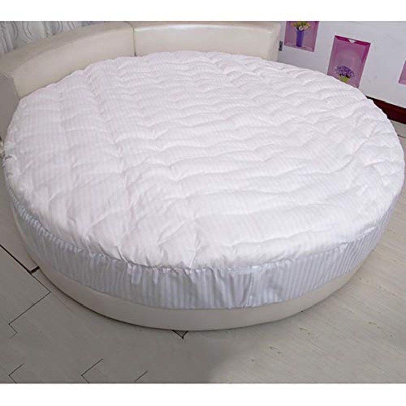 WSZGR Compert Tatami Letti Futon Topper,Rotondo Materasso Protettore Topper,100% Cotone Spesso Trapuntato Materasso Futon per Letto Rotondo Bianca Diametro:200cm/79inch