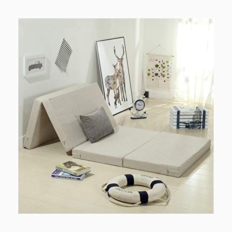 YANGLY 8 Centimetri di Spessore Materasso Pieghevole Multifunzione 4 Fold Materasso for I Giochi di Gioco, Picnic, Yoga, Tatami (Color : Beige, Size : 28x79inch)