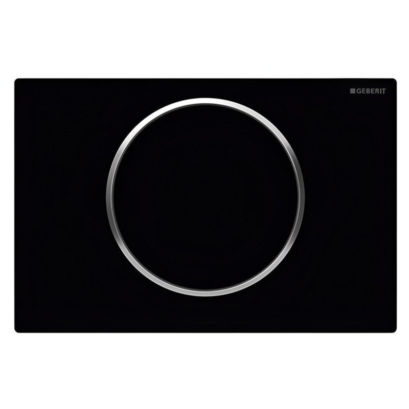 Actuator Plate Sigma10 Single Flush Black with Polished Chrome Accent Built in Stop-and-Go Flush Plastic for Sigma Concealed Tanks 2×6 and 2×4 Installations