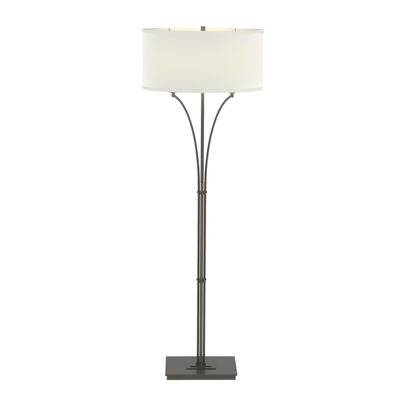 Contemporary Formae Floor Lamp Dark Smoke Natural Anna Shade (SF)