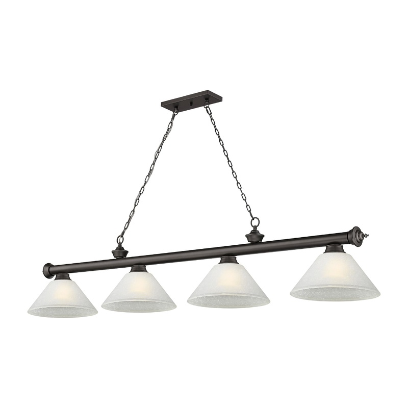 Cordon 4-Light Billiard Bronze Cone White Linen Glass
