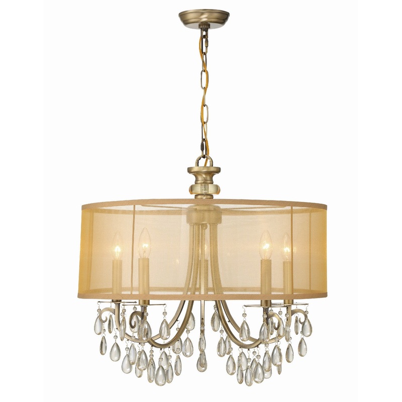 Crystorama 5625-AB Hampton Five Light Chandelier Antique Brass